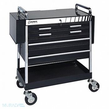 SUNEX TOOLS Service Cart 5 Drawer Heavy Duty Blk, 182L84