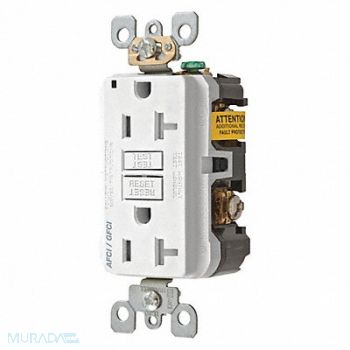 HUBBELL WIRING DEVICE-KELLEMS AF/GF Rec White 20A Comb, 184V58