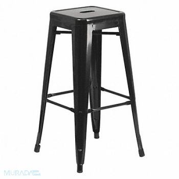 FLASH FURNITURE Black Backless Metal Stool 30, 187F52