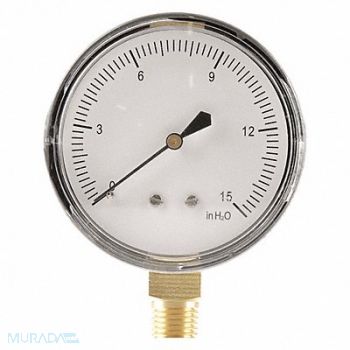 GRAINGER APPROVED G3997 Press Gauge Low Press Diaphragm 2-1/2 In, 18C783