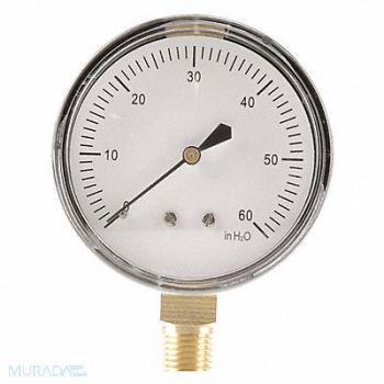 GRAINGER APPROVED G3997 Press Gauge Low Press Diaphragm 2-1/2 In, 18C785