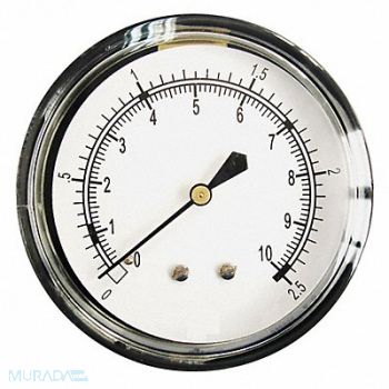 GRAINGER APPROVED G3998 Press Gauge Low Press Diaphragm 2-1/2 In, 18C798