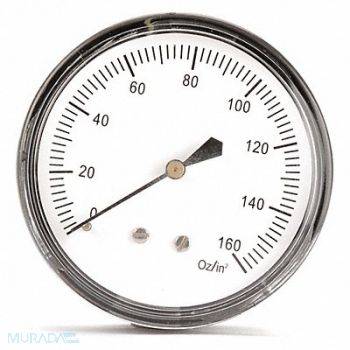 GRAINGER APPROVED G3998 Press Gauge Low Press Diaphragm 2-1/2 In, 18C797