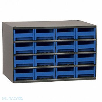 AKRO-MILS G2391 Bin Cab 16BlueDrwr Gray 11 H BlueDrwr, 18D796