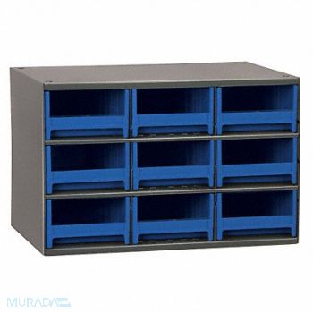 AKRO-MILS G2393 Bin Cab 9BlueDrwr Gray 11 H BlueDrwr, 18D805