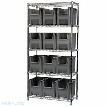 AKRO-MILS G3472 Bin Shlvng 18inx74inx36in Gray, 18D898
