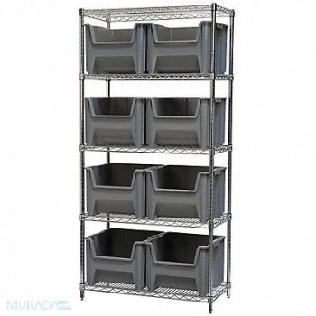 AKRO-MILS G3473 Bin Shlvng 18inx74inx36in Gray, 18D903