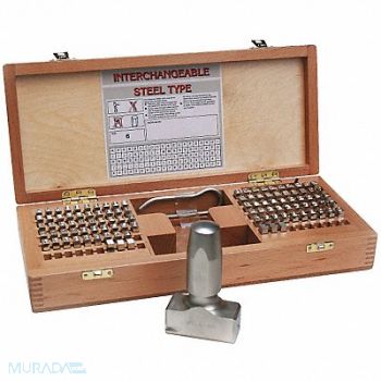 YOUNG BROS. STAMP WORKS Sharp Face Stamp Kit 3/16in H Gothic, 18G266