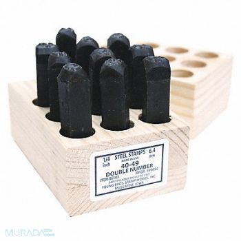 YOUNG BROS. STAMP WORKS Number Set 1/4 in H Steel 60 to 69, 18G308