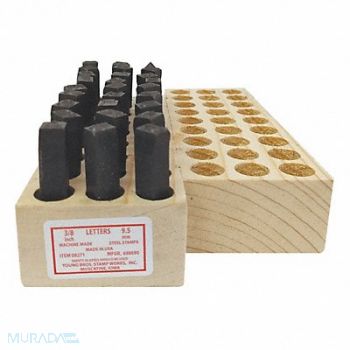 YOUNG BROS. STAMP WORKS Machine Made Letter Set 3/8in H Gothic, 18G332