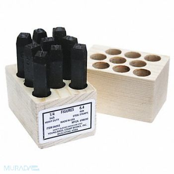 YOUNG BROS. STAMP WORKS Heavy Duty Number Set 5/8in H Gothic, 18G340