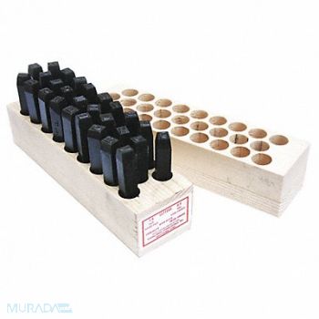 YOUNG BROS. STAMP WORKS Round Face Full Letter Set 3/16inH Steel, 18G344