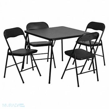 FLASH FURNITURE Folding Card Table Set 5 pcs. Blk, 192D09