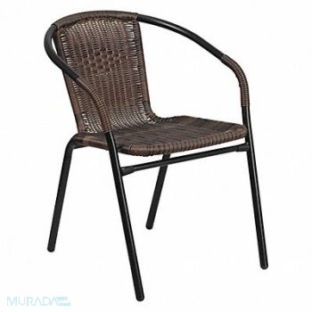 FLASH FURNITURE Stack Chair Rattan Brown, 192Y01