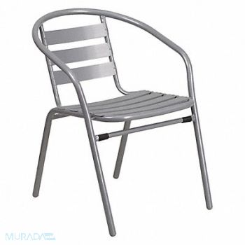 FLASH FURNITURE Chair w/Aluminum Slats Silver, 192Y91