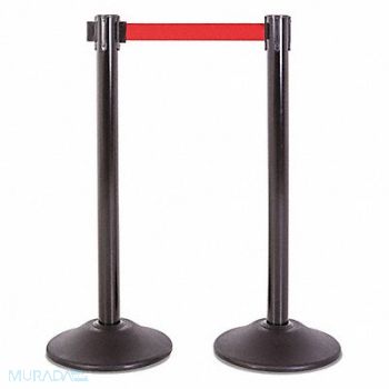 US WEIGHT Steel Stanchion Black 7.5ft Red Belt PR, 196Y41