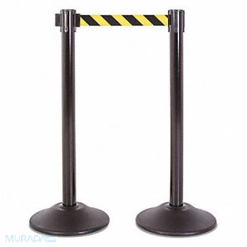 US WEIGHT Steel Stanchion Blk 7.5ft Yel/Bk Belt PR, 196Y46