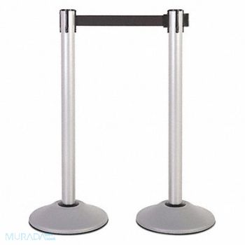 US WEIGHT Steel Stanchion Silver 13ft Blk Belt PR, 196Y57