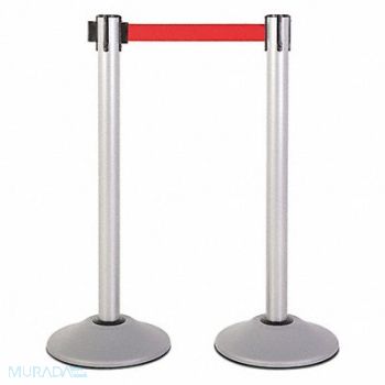 US WEIGHT Steel Stanchion Silver 7.5ft Red Belt PR, 196Y50