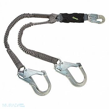 MSA Shock-Absorbing Lanyard Black/Gray, 197EH9