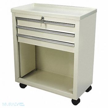 LAKESIDE Bedside Cart 13x24x29 Beige 3 Drawer, 19H258