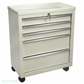 LAKESIDE Bedside Cart 13x24x29 Beige 5 Drawer, 19H259
