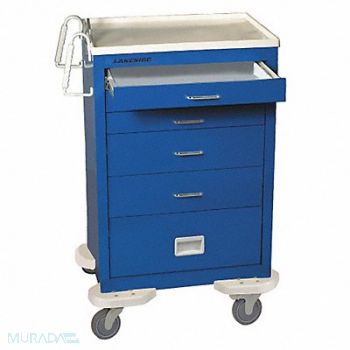 LAKESIDE Emergency Cart 25x32x45 Blue 5 Drawer, 19H264