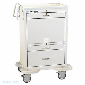 LAKESIDE Medication Cart 25x32x46 White 3 Drawer, 19H272