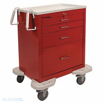 LAKESIDE Emergency Cart 25x32x39 Red 4 Drawer, 19H273