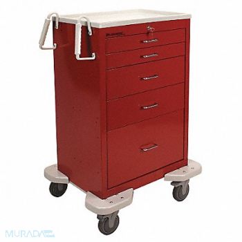 LAKESIDE Emergency Cart 25x32x45 Red 5 Drawer, 19H275