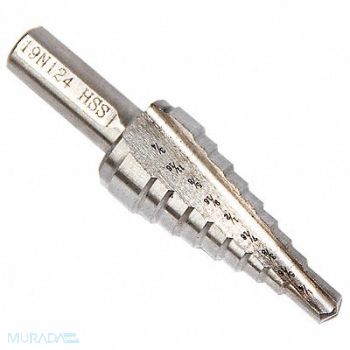 WESTWARD Step Cone Drill 1/4in to 3/4in HSS, 19N124