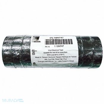 GRAINGER APPROVED Elec Tape 60 ft Lx3/4 W 7 mil Black PK10, 19N747