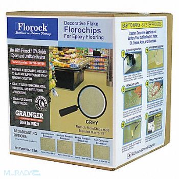 FLOROCK Floor Flake Gray 10 lb, 19NZ22