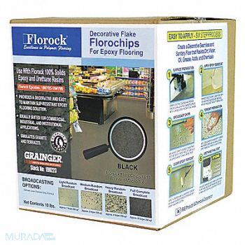 FLOROCK Floor Flake Black 10 lb, 19NZ23