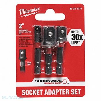 MILWAUKEE Impct Skt Adpt St Stel Blk Oxd 1/4in PK3, 19RK08