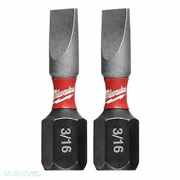 MILWAUKEE Insert Bit 1/4 Slotted 6-8 1 PK2, 19RK11