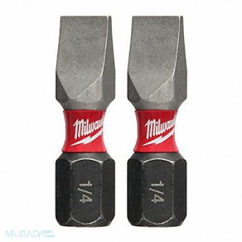 MILWAUKEE Insert Bit 1/4 Slotted 8-10 1 PK2, 19RK13