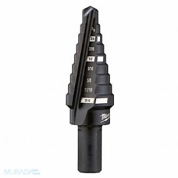 MILWAUKEE Step Cone Drill 1/4in to 3/4in HSS, 19RK74