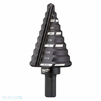 MILWAUKEE Step Cone Drill 1/4in to 1.375in HSS, 19RK76