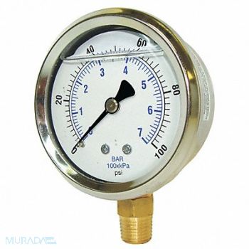 PIC GAUGES Pressure Gauge Liquid Filled, 19RZ18