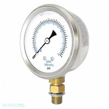 PIC GAUGES Pressure Gauge 0 to 3000 psi 2 1/2 Dial, 19RZ24