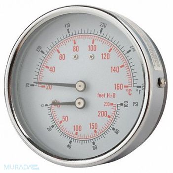PIC GAUGES Boiler Gauge Round 0-100 psi 80 to 320F, 19RZ42