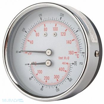 PIC GAUGES Boiler Gauge Round 0-200 psi 80 to 320F, 19RZ44