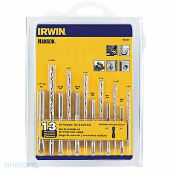 IRWIN HANSON Drill/Tap Set 13pc SAE, 19T156