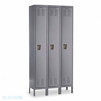 HALLOWELL G3748 Wardrobe Locker Lvrd 3 Wide 1 Tier Gray, 1AED8