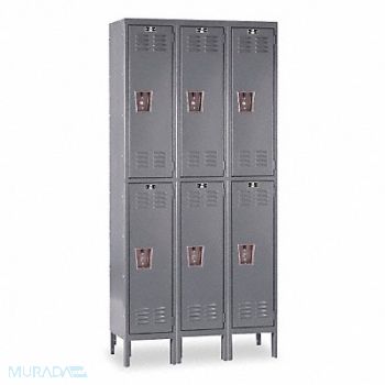 HALLOWELL G3776 Wardrobe Locker Lvrd 3 Wide 2 Tier Gray, 1AEK3