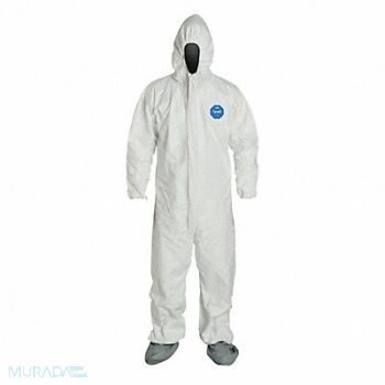 DUPONT D2237 Hooded Coveralls White 3XL Elastic PK25, 4AG52