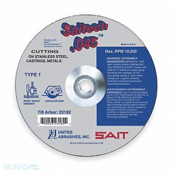 UNITED ABRASIVES-SAIT CutOff Wheel Saitech 7 x.045 x5/8, 1AUA1
