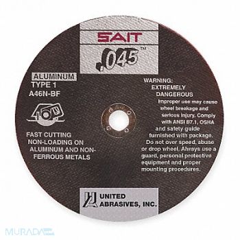 UNITED ABRASIVES-SAIT CutOff Wheel A46N 4-1/2 x.045 x7/8, 1AUA2
