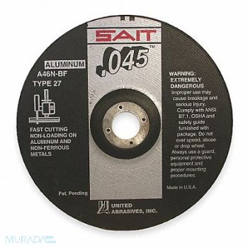 UNITED ABRASIVES-SAIT Abrsv Cut Whl 7In D 0.045In T 7/8In AH, 1AUC8